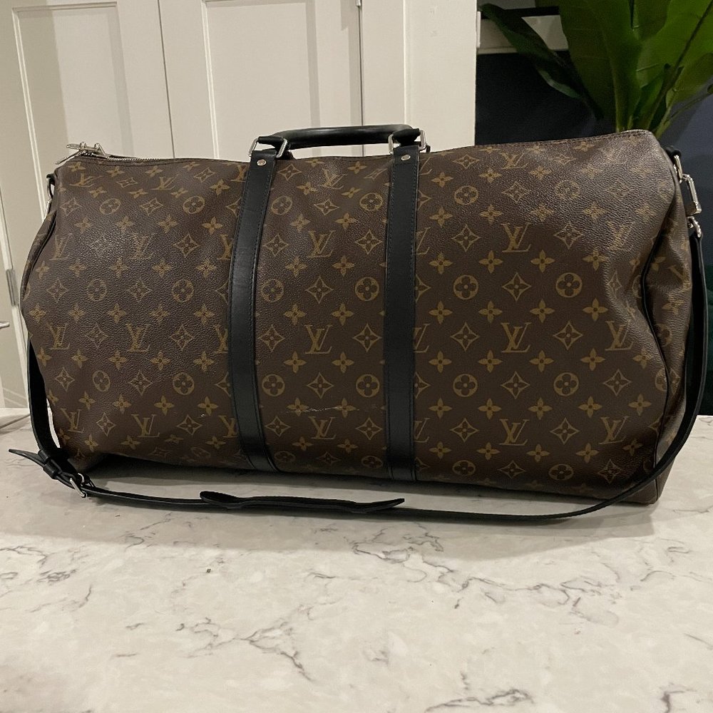 LOUIS VUITTON Monogram Macassar Keepall Bandouliere 55